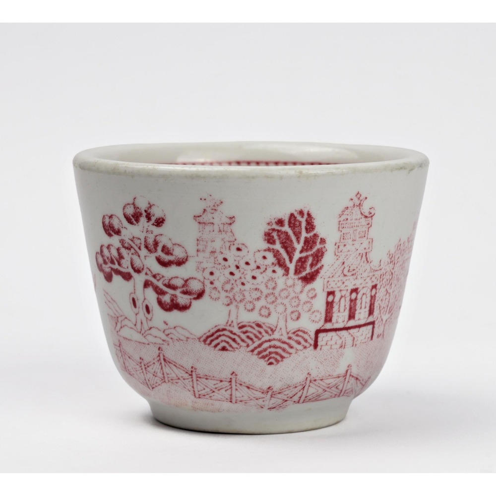 Vintage Sterling China Red Willow Teacup Maroon And White Restaurant China